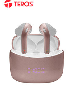 Audífonos TEROS TE-8074GR, Bluetooth, TWS, Rosa/Dorado