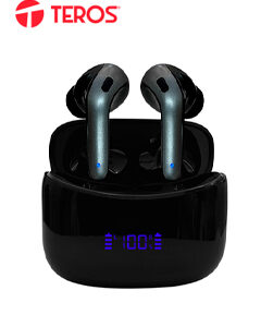 Audífonos TEROS TE-8074N, Bluetooth, TWS, negro